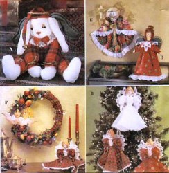 8704  SIMPLICITY ANGEL TREE TOP, DOLL, ORNAMENTS, 12'' SEATED BUNNY PATTERN